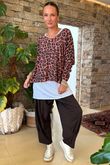 Made in Italy Knox Leopard Fine Knit & Vest Top Indian Red